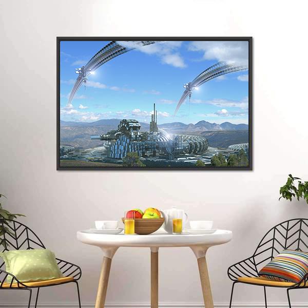 Space Elevators &amp; Wheels Canvas Wall Art-3 Horizontal-Gallery Wrap-25" x 16"-Tiaracle