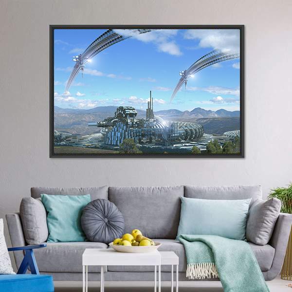 Space Elevators &amp; Wheels Canvas Wall Art-3 Horizontal-Gallery Wrap-25" x 16"-Tiaracle