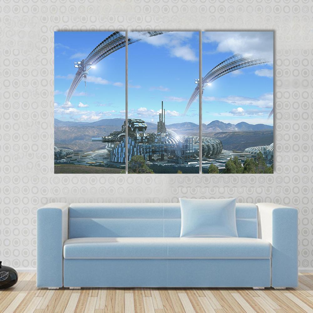 Space Elevators & Wheels Canvas Wall Art-5 Pop-Gallery Wrap-47" x 32"-Tiaracle