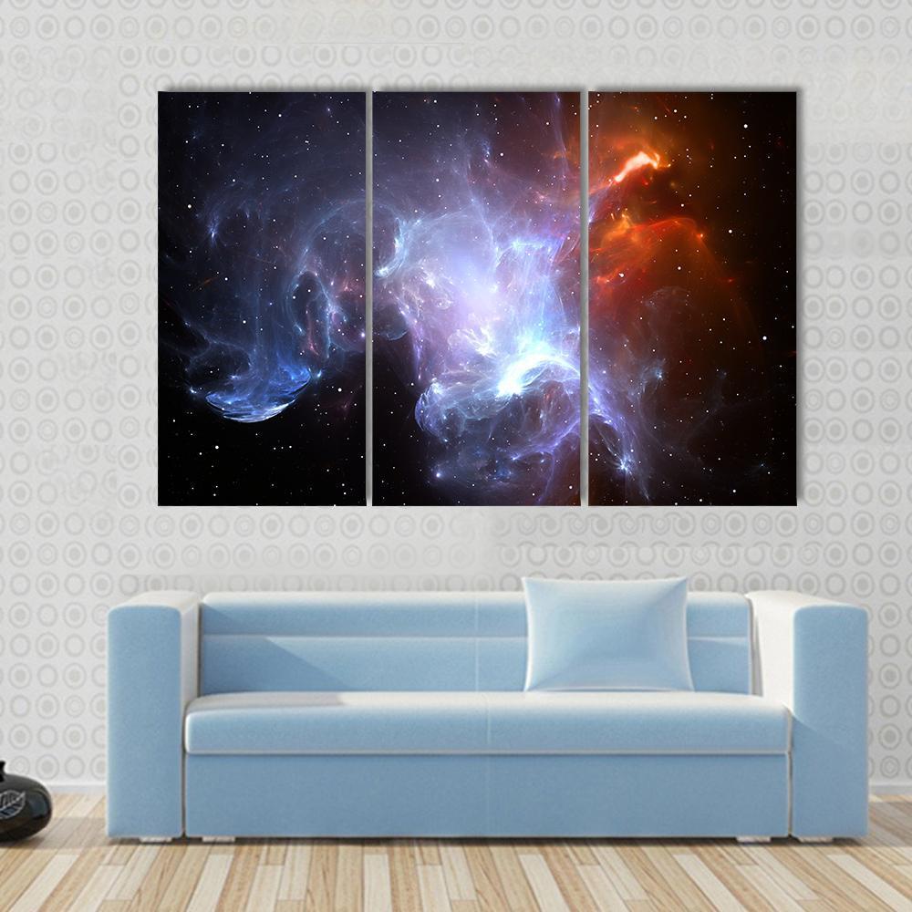 Space Nebula Canvas Wall Art-3 Horizontal-Gallery Wrap-37" x 24"-Tiaracle