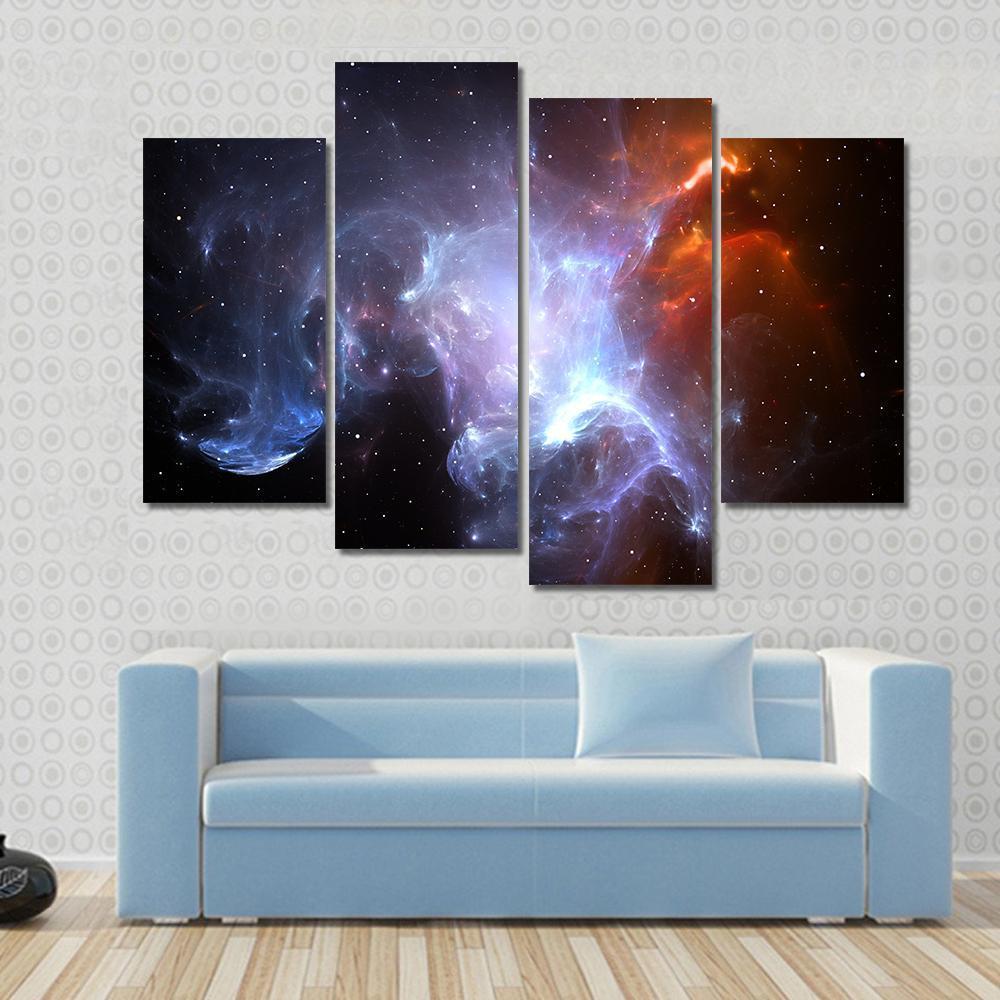 Space Nebula Canvas Wall Art-4 Pop-Gallery Wrap-50" x 32"-Tiaracle