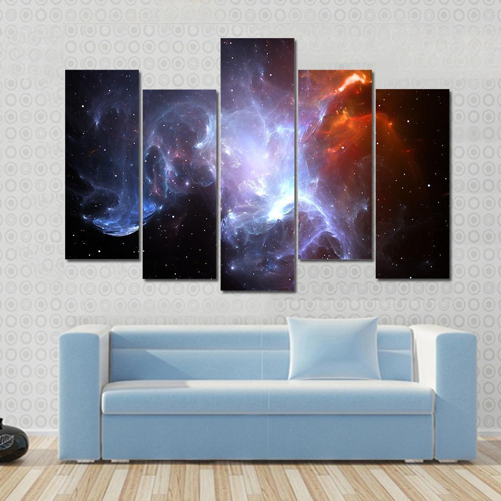 Space Nebula Canvas Wall Art-5 Pop-Gallery Wrap-47" x 32"-Tiaracle