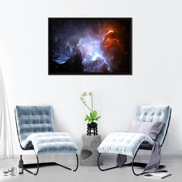 Space Nebula Canvas Wall Art-1 Piece-Floating Frame-24" x 16"-Tiaracle