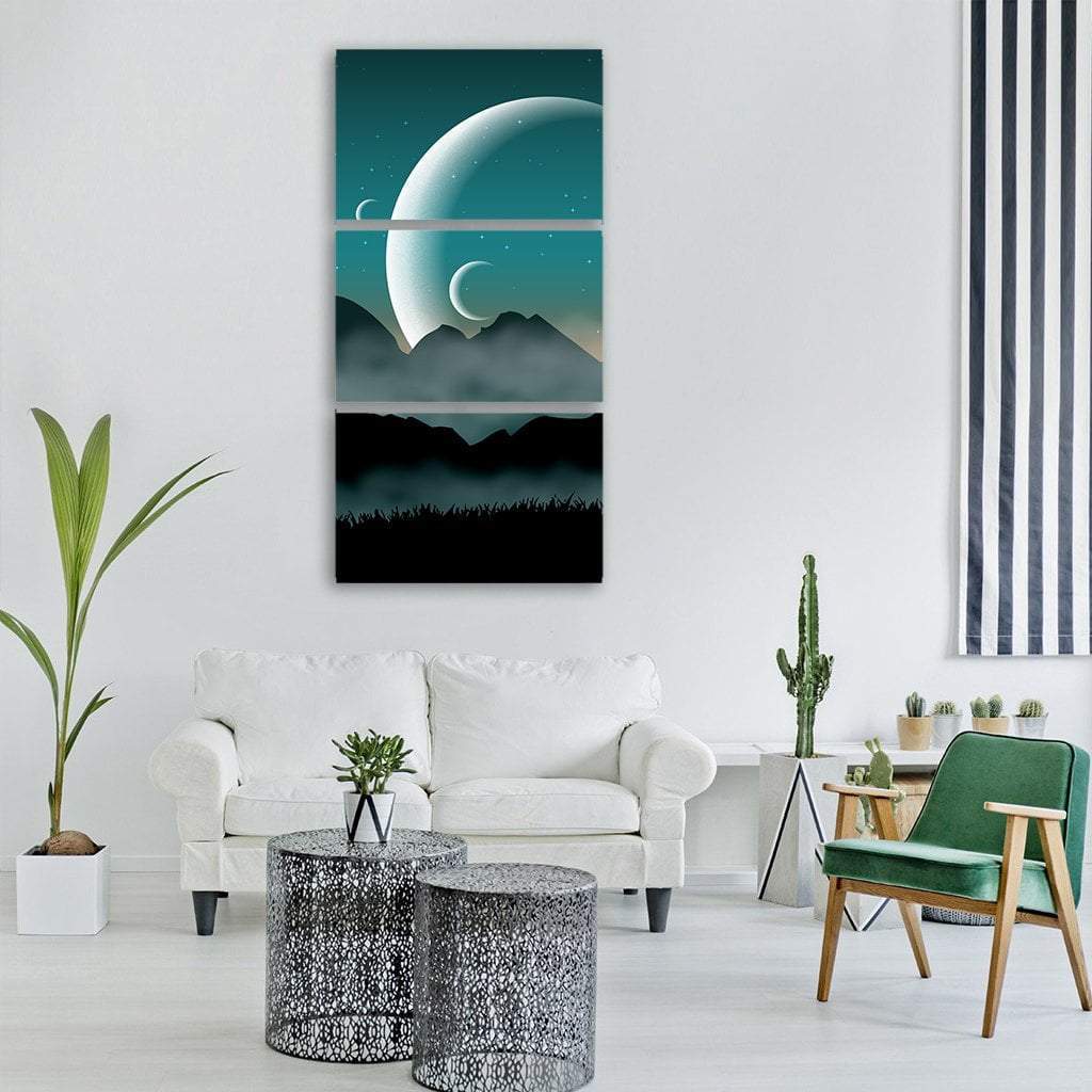 Space Night Sky Silhouette Vertical Canvas Wall Art-3 Vertical-Gallery Wrap-12" x 25"-Tiaracle