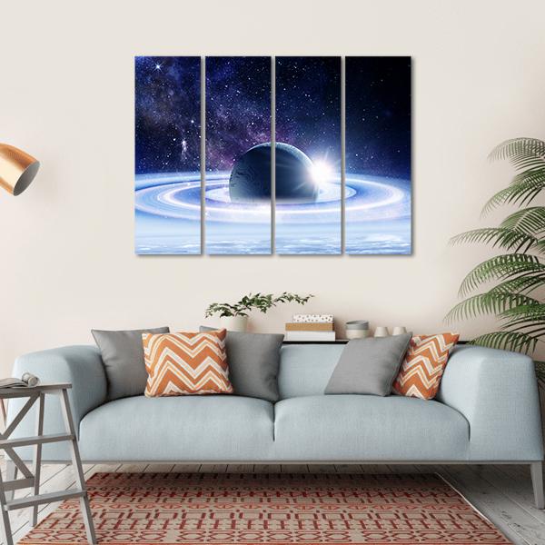 Space Planets And Nebula Canvas Wall Art-4 Horizontal-Gallery Wrap-34" x 24"-Tiaracle