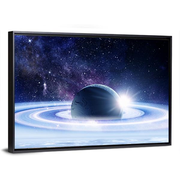 Space Planets And Nebula Canvas Wall Art-5 Horizontal-Gallery Wrap-22" x 12"-Tiaracle