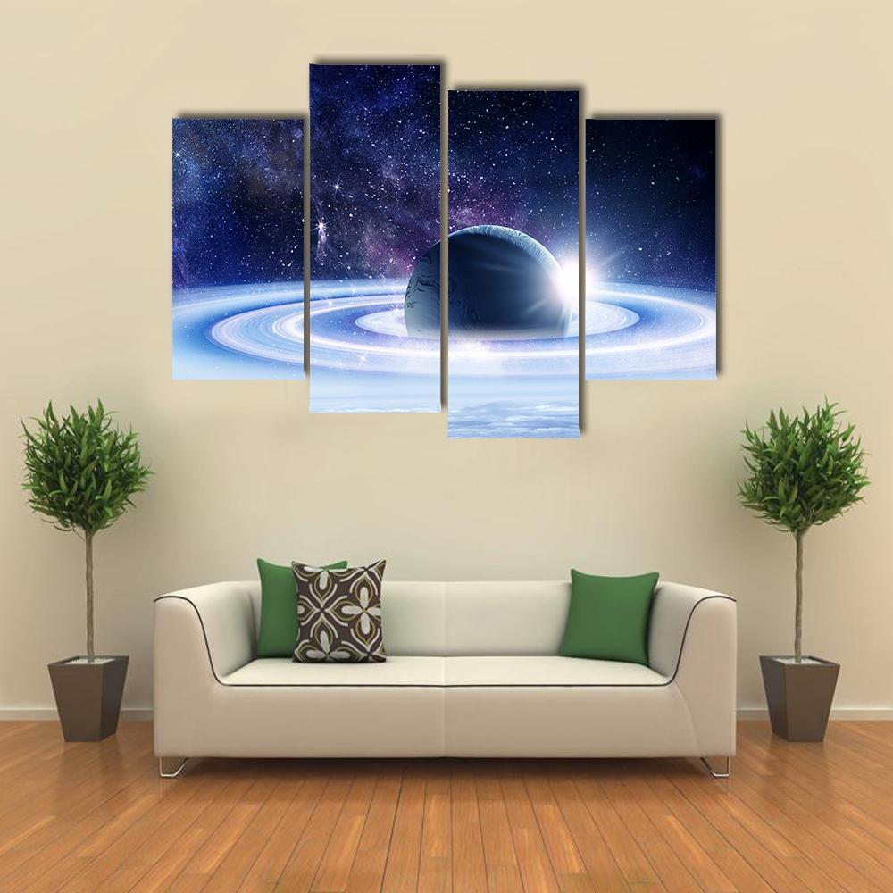 Space Planets And Nebula Canvas Wall Art-4 Pop-Gallery Wrap-50" x 32"-Tiaracle