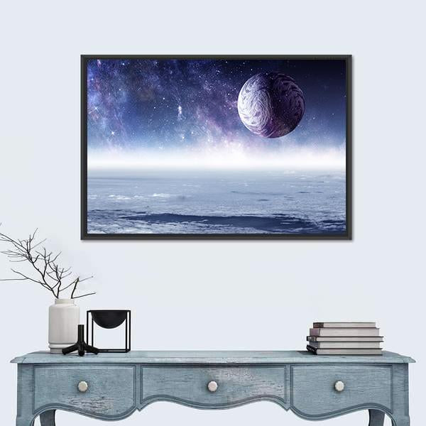 Space Planets And Starry Sky Canvas Wall Art-1 Piece-Floating Frame-24" x 16"-Tiaracle