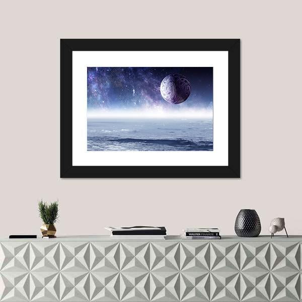 Space Planets And Starry Sky Canvas Wall Art-1 Piece-Framed Print-20" x 16"-Tiaracle