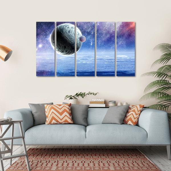 Space Planets And Starry Sky Canvas Wall Art-5 Horizontal-Gallery Wrap-22" x 12"-Tiaracle