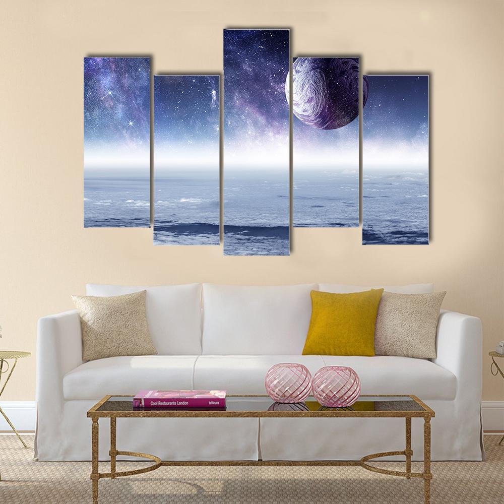 Space Planets And Starry Sky Canvas Wall Art-5 Pop-Gallery Wrap-47" x 32"-Tiaracle