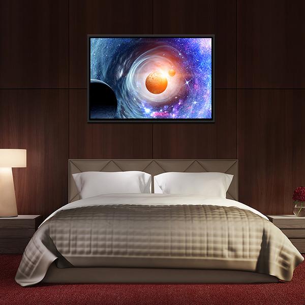Space Planets & Starry Sky Panoramic Canvas Wall Art-1 Piece-36" x 12"-Tiaracle