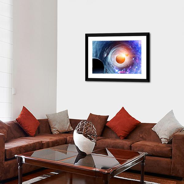 Space Planets &amp; Starry Sky Panoramic Canvas Wall Art-1 Piece-36" x 12"-Tiaracle