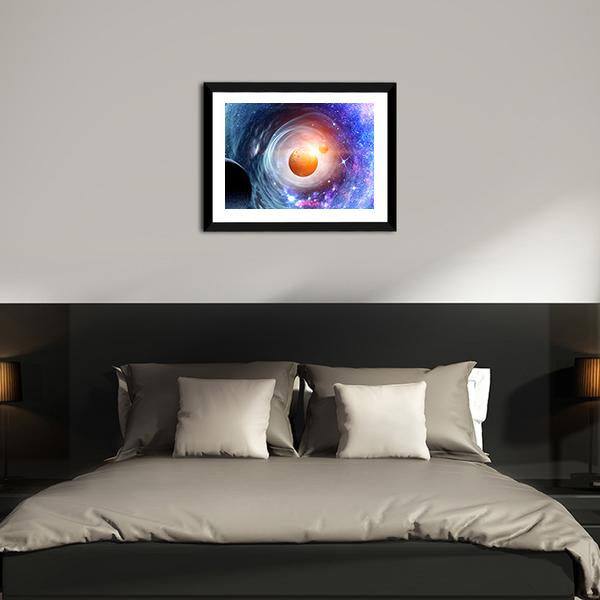 Space Planets & Starry Sky Panoramic Canvas Wall Art-1 Piece-36" x 12"-Tiaracle