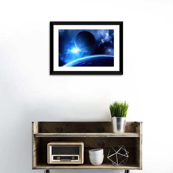 Planets &amp; Nebula Canvas Wall Art-3 Horizontal-Gallery Wrap-25" x 16"-Tiaracle
