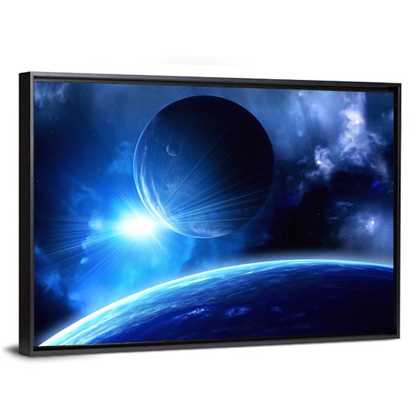 Planets &amp; Nebula Canvas Wall Art-3 Horizontal-Gallery Wrap-25" x 16"-Tiaracle
