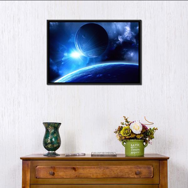 Planets &amp; Nebula Canvas Wall Art-3 Horizontal-Gallery Wrap-25" x 16"-Tiaracle