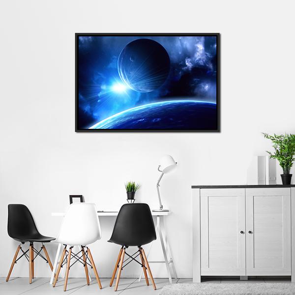 Planets &amp; Nebula Canvas Wall Art-3 Horizontal-Gallery Wrap-25" x 16"-Tiaracle