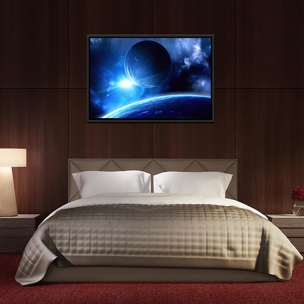 Planets &amp; Nebula Canvas Wall Art-3 Horizontal-Gallery Wrap-25" x 16"-Tiaracle