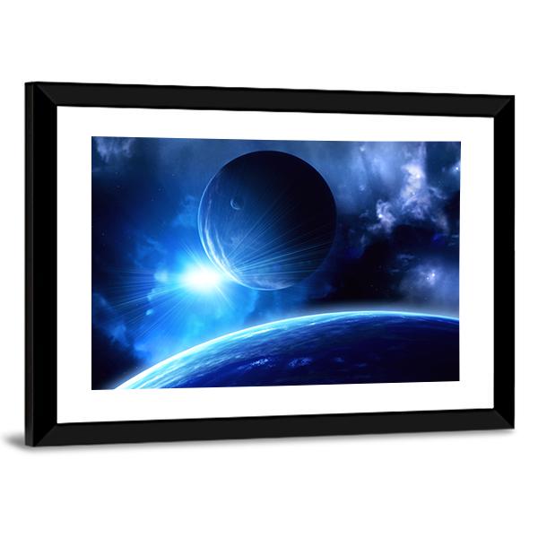 Planets &amp; Nebula Canvas Wall Art-3 Horizontal-Gallery Wrap-25" x 16"-Tiaracle