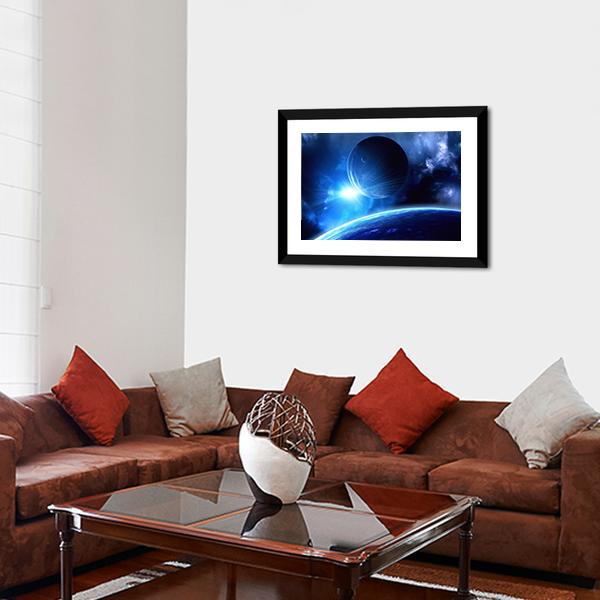 Planets &amp; Nebula Canvas Wall Art-3 Horizontal-Gallery Wrap-25" x 16"-Tiaracle