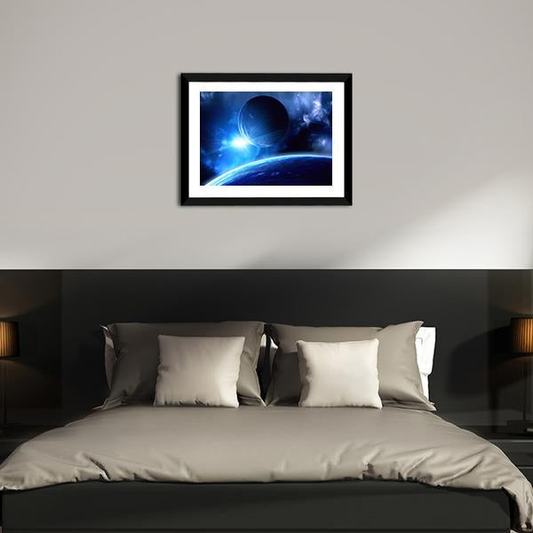 Planets &amp; Nebula Canvas Wall Art-3 Horizontal-Gallery Wrap-25" x 16"-Tiaracle