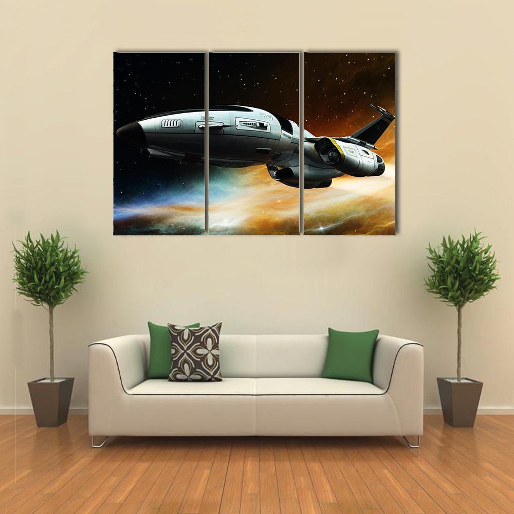 Space Ship Canvas Wall Art-3 Horizontal-Gallery Wrap-37" x 24"-Tiaracle