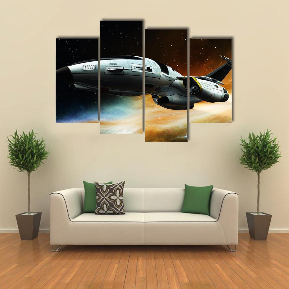 Space Ship Canvas Wall Art-4 Pop-Gallery Wrap-50" x 32"-Tiaracle