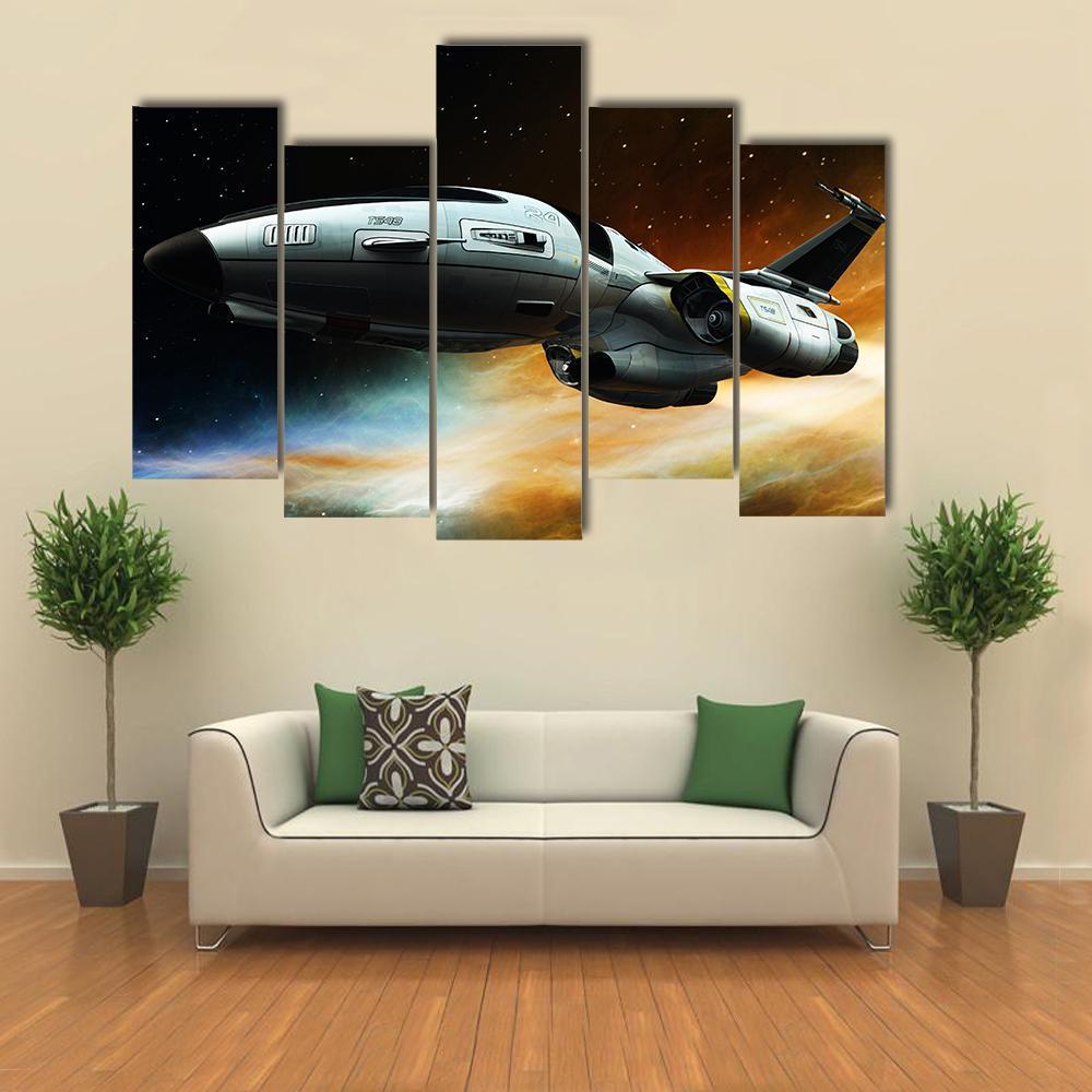 Space Ship Canvas Wall Art-5 Pop-Gallery Wrap-47" x 32"-Tiaracle