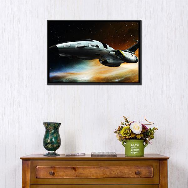 Space Ship Panoramic Canvas Wall Art-1 Piece-36" x 12"-Tiaracle