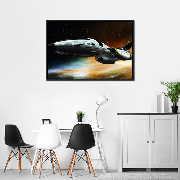Space Ship Panoramic Canvas Wall Art-1 Piece-36" x 12"-Tiaracle