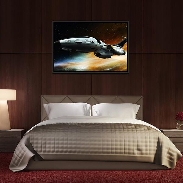 Space Ship Panoramic Canvas Wall Art-1 Piece-36" x 12"-Tiaracle