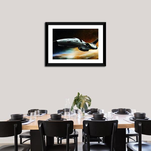 Space Ship Panoramic Canvas Wall Art-1 Piece-36" x 12"-Tiaracle