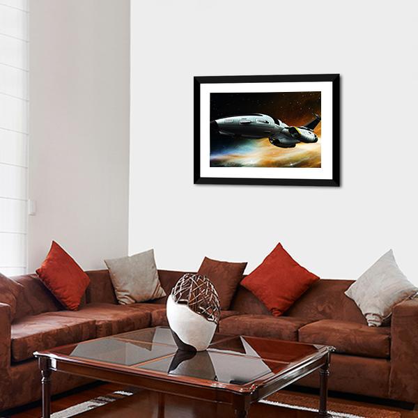 Space Ship Panoramic Canvas Wall Art-1 Piece-36" x 12"-Tiaracle