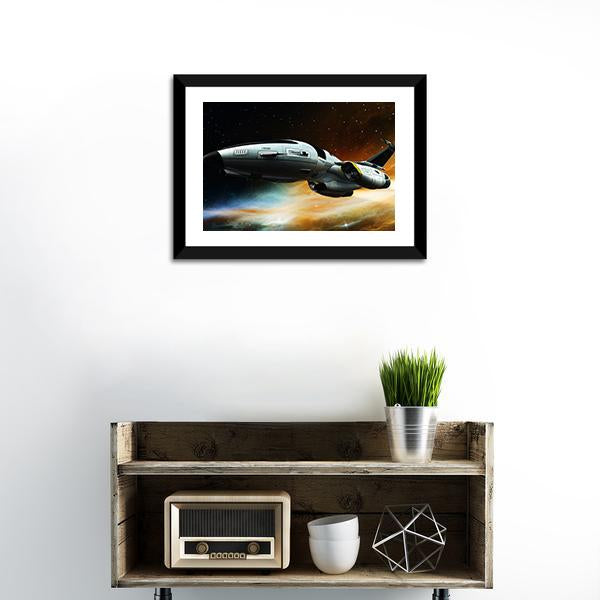 Space Ship Panoramic Canvas Wall Art-1 Piece-36" x 12"-Tiaracle