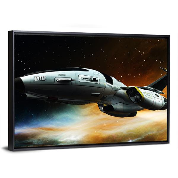 Space Ship Panoramic Canvas Wall Art-1 Piece-36" x 12"-Tiaracle