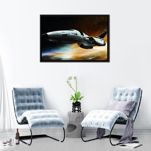Space Ship Panoramic Canvas Wall Art-1 Piece-36" x 12"-Tiaracle