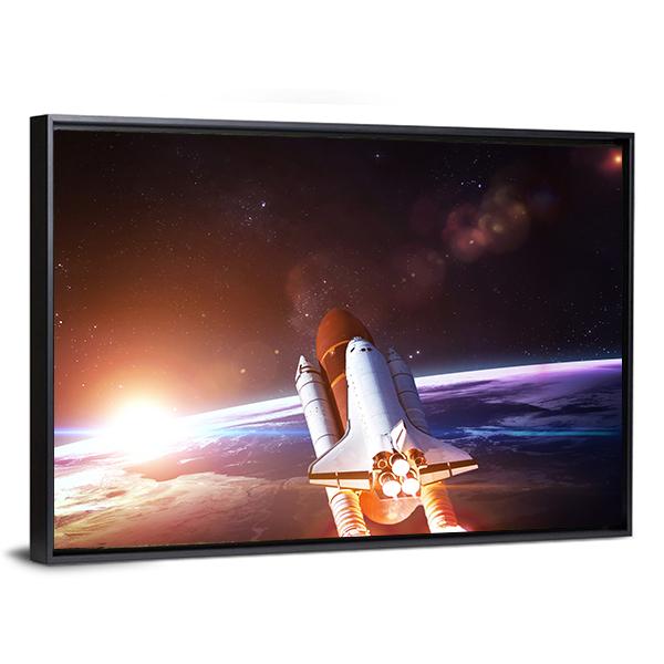 Space Shuttle Taking Off On A Mission Canvas Wall Art-3 Horizontal-Gallery Wrap-25" x 16"-Tiaracle