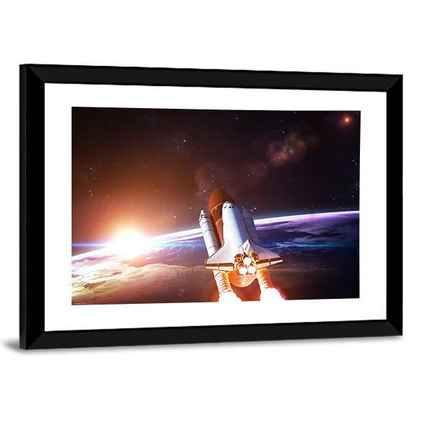 Space Shuttle Taking Off On A Mission Canvas Wall Art-3 Horizontal-Gallery Wrap-25" x 16"-Tiaracle