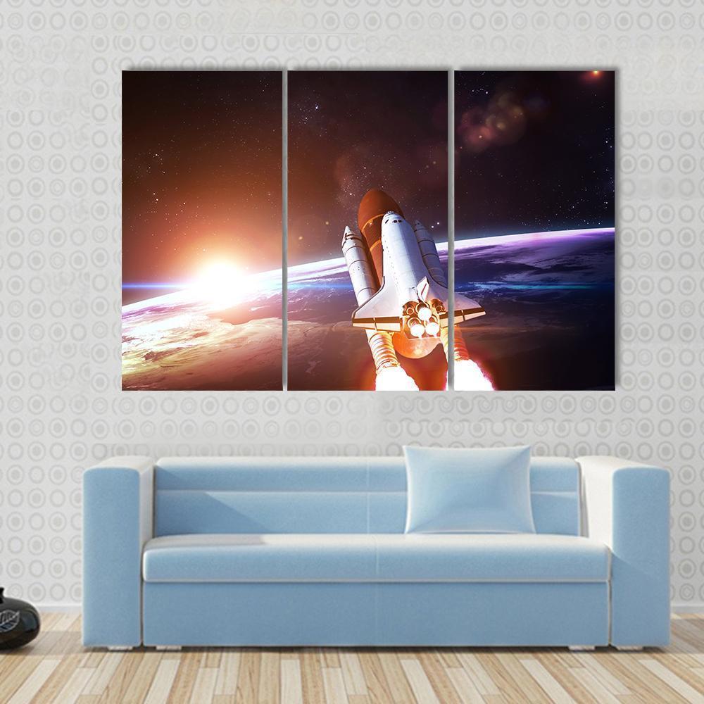 Space Shuttle Taking Off On A Mission Canvas Wall Art-3 Horizontal-Gallery Wrap-37" x 24"-Tiaracle
