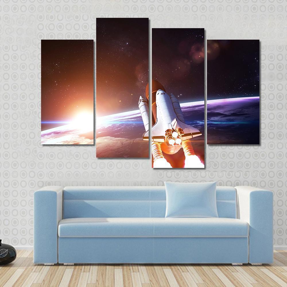 Space Shuttle Taking Off On A Mission Canvas Wall Art-5 Pop-Gallery Wrap-47" x 32"-Tiaracle