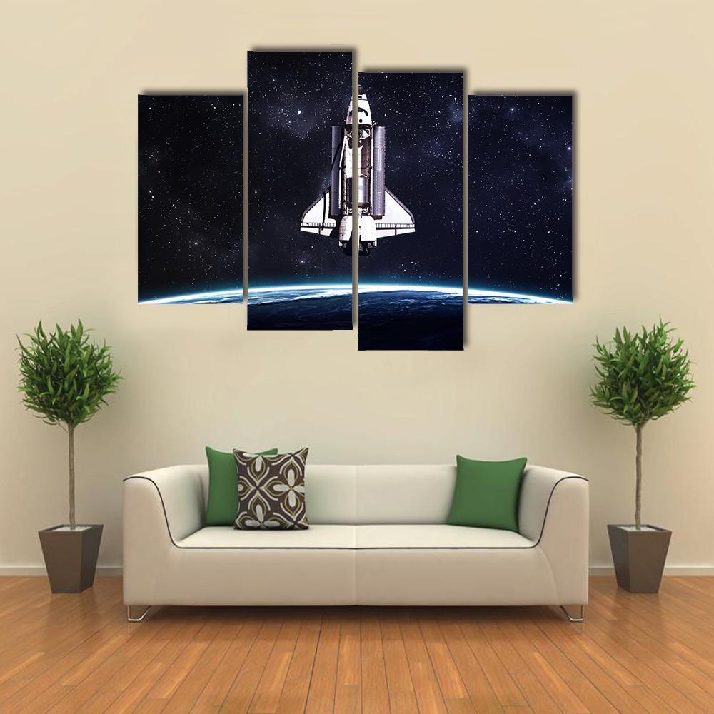 Space Shuttle Taking Off On A Mission Canvas Wall Art-4 Pop-Gallery Wrap-50" x 32"-Tiaracle