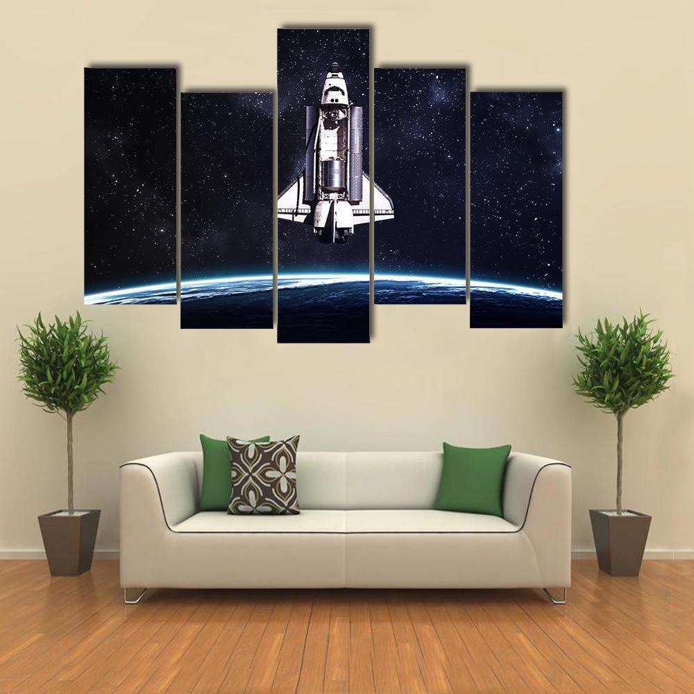 Space Shuttle Taking Off On A Mission Canvas Wall Art-5 Pop-Gallery Wrap-47" x 32"-Tiaracle