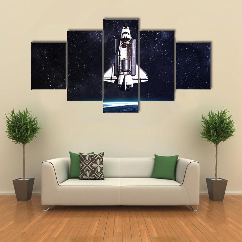 Space Shuttle Taking Off On A Mission Canvas Wall Art-5 Star-Gallery Wrap-62" x 32"-Tiaracle