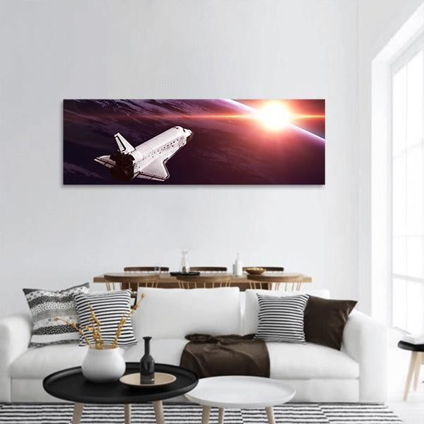 Space Shuttle Taking Off On A Mission Panoramic Canvas Wall Art-1 Piece-36" x 12"-Tiaracle