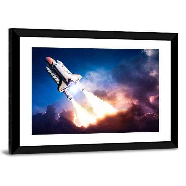 Space Shuttle Taking Off On A Mission Panoramic Canvas Wall Art-1 Piece-36" x 12"-Tiaracle