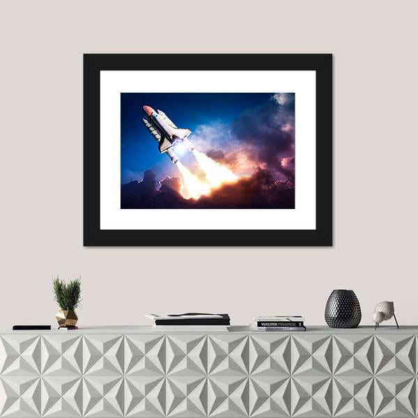 Space Shuttle Taking Off On A Mission Panoramic Canvas Wall Art-1 Piece-36" x 12"-Tiaracle
