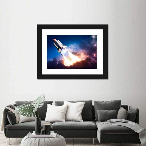 Space Shuttle Taking Off On A Mission Panoramic Canvas Wall Art-1 Piece-36" x 12"-Tiaracle
