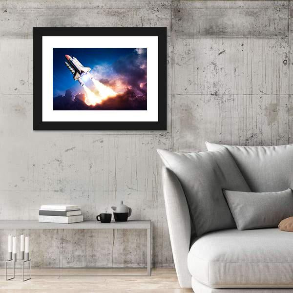 Space Shuttle Taking Off On A Mission Panoramic Canvas Wall Art-1 Piece-36" x 12"-Tiaracle