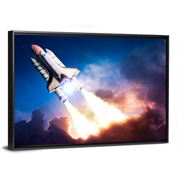 Space Shuttle Taking Off On A Mission Panoramic Canvas Wall Art-1 Piece-36" x 12"-Tiaracle